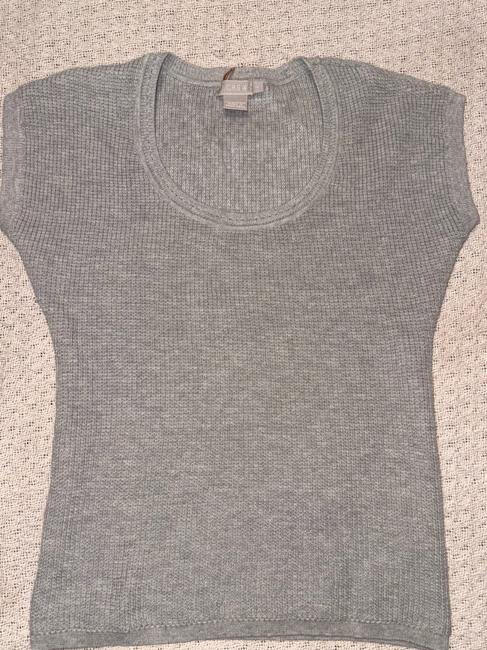 J. Crew Gray Short-Sleeve Scoop Neck Knit Sweater